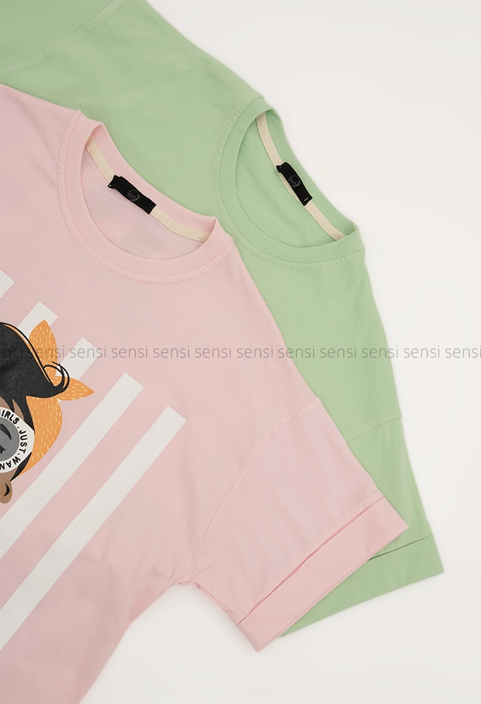 تیشرت باکسی دختر چاپی کد1005437